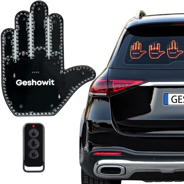 Car Accessories for Men, Car Middle Finger Light with Remote - Give The Bird & Wave & Love to Drivers - Truck Accessories, Finger Flicker LED Hand Gesture Signs, Ideal Gift for...