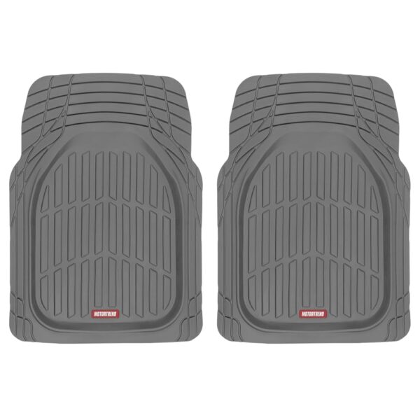 Motor Trend 2 Piece Front Car Floor Mats- Gray FlexTough Contour Liners-Deep Dish Heavy Duty Rubber Floor Mats for Car SUV Truck & Van-All Weather Protection, Universal Trim to Fit