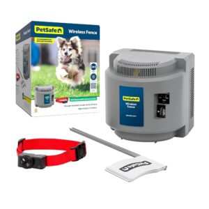 PetSafe Original Wireless Electric Fence for Dogs, Portable for Travel Covers Up to 1/2 Acre, Waterproof Collar for Pets 8lb+ with Tone/Static (Gray), from The Parent Company of...