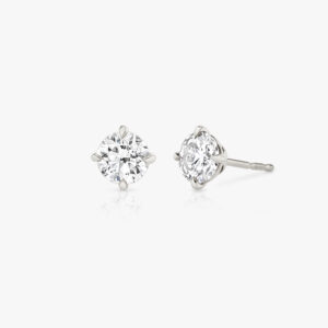 Solitaire Stud Earrings in White Gold | 0.25ct Carat Per Stud | Near-colorless Round Brilliant Cut VRAI Created Diamond