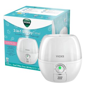Vicks 3-in-1 SleepyTime Humidifier, No. 1 Brand Recommended by Pediatricians*. Cool Mist Humidifier with Night-Light, and Essential Oil Diffuser for Baby and Kids rooms. Visible...