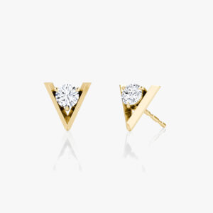 VRAI V Solitaire Studs in Yellow Gold | 0.10ct Carat VRAI Created Diamond Per Stud